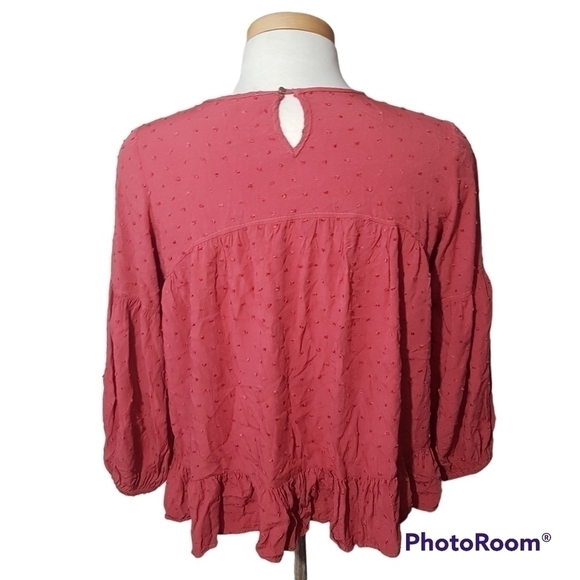 Solitaire Embroidered Swiss Dot Long Sleeved Blouse With Ruffle Hem - Picture 8 of 11